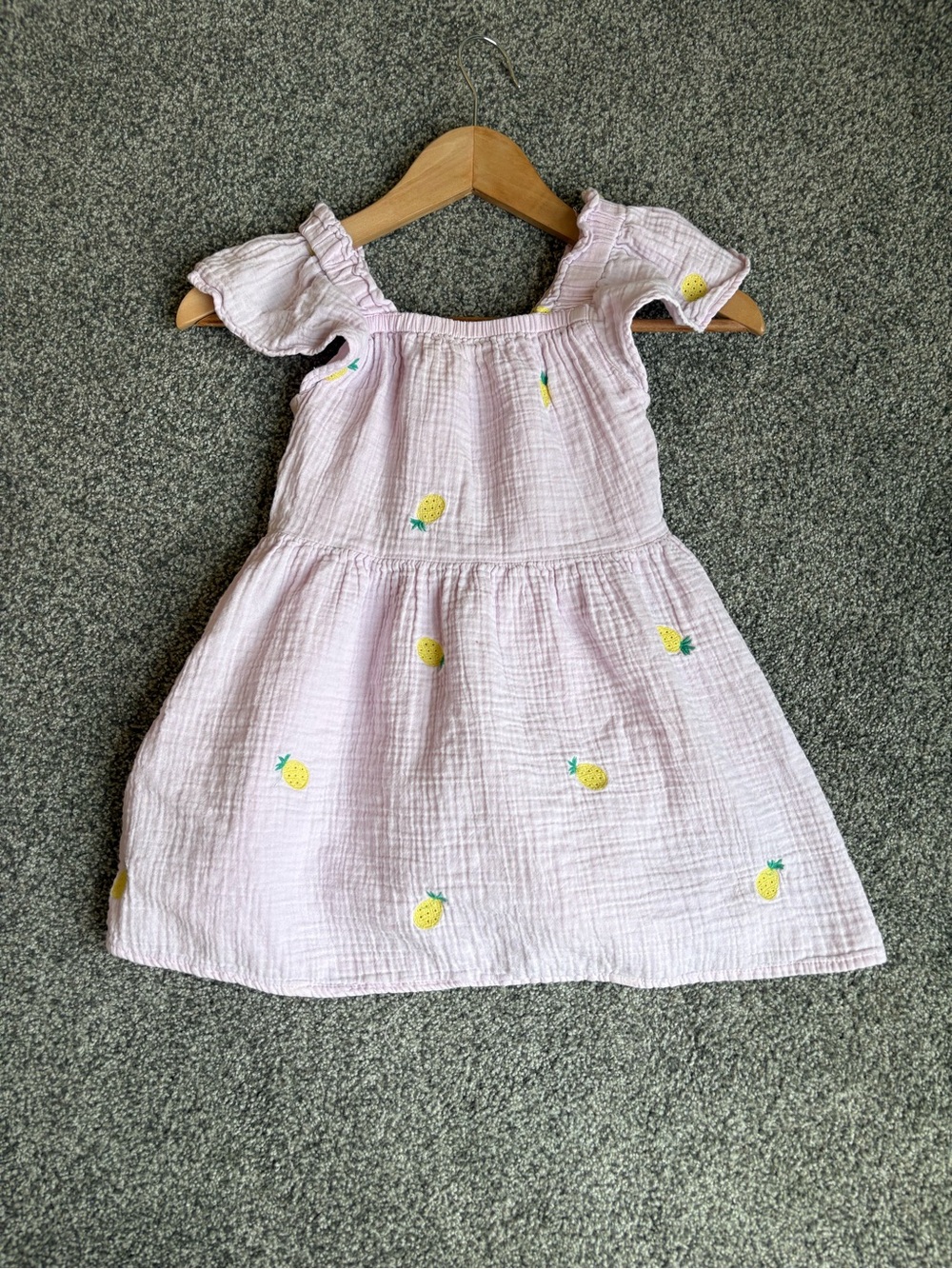 Cat & Jack Girls Pink Gauze Pineapple Dress with Pockets Stretchy XS 4/5